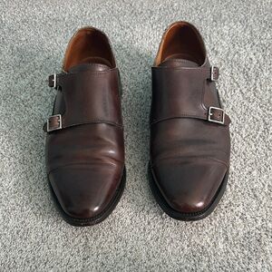 Men's Double Monk Strap Brown Leather Shoes